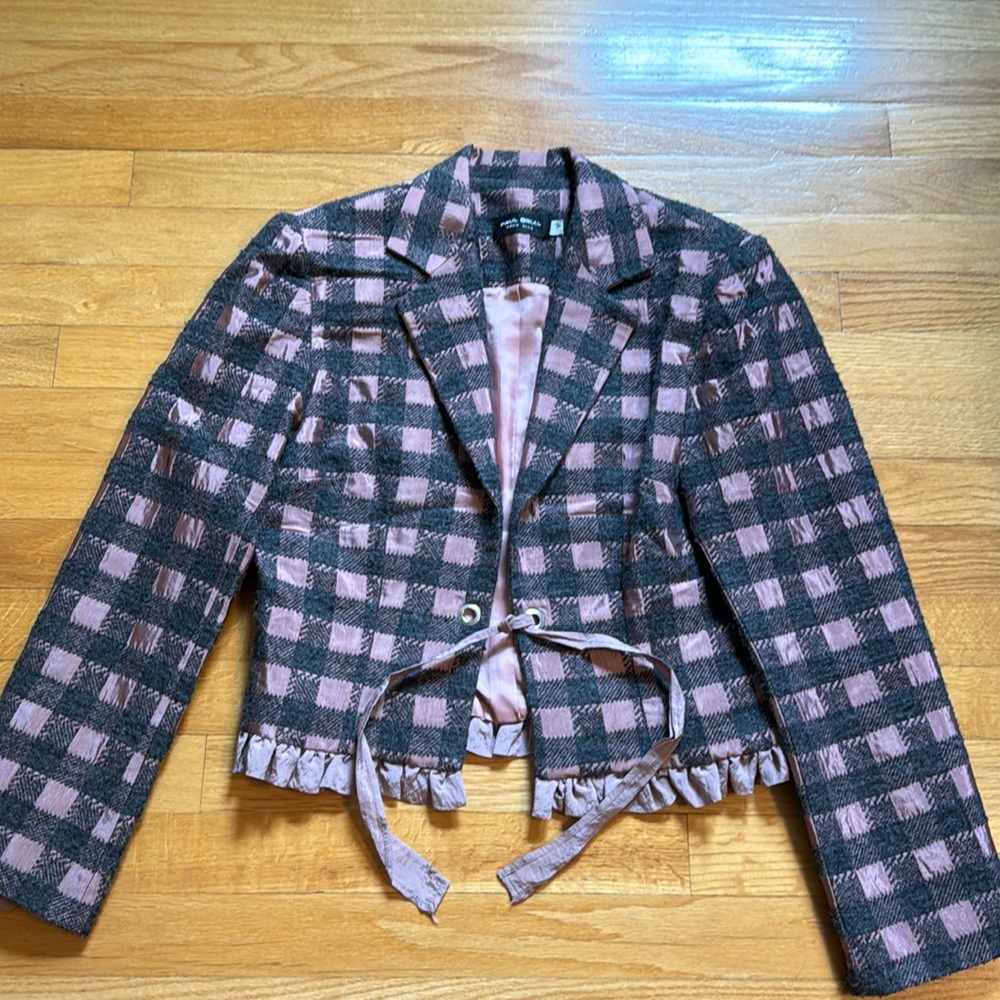 Crop Blazer - dark grey and pink